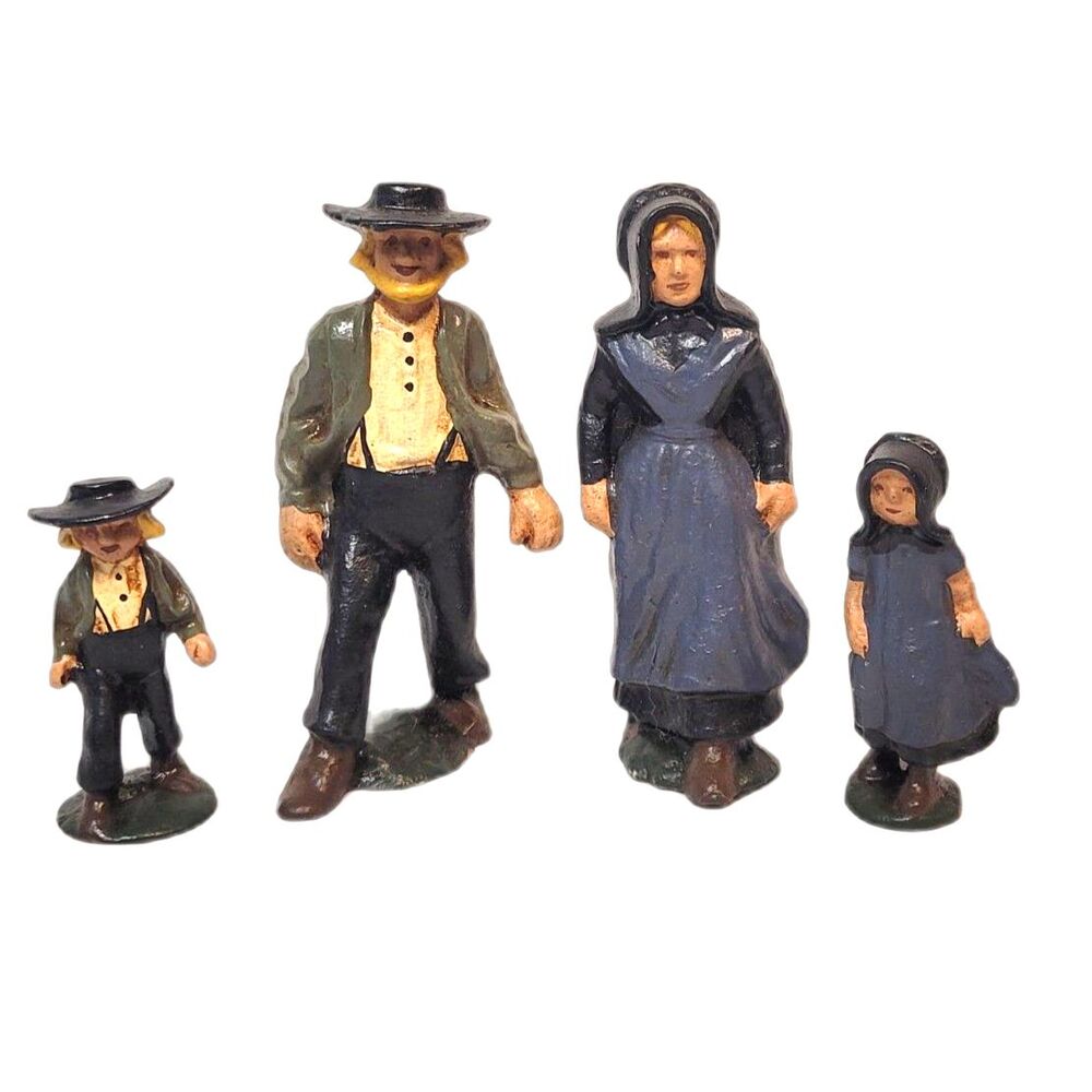 NWT Vintage Amish Handpainted Iron Figurines - 4 pc lot - Family figures NEW - Picture 9 of 9